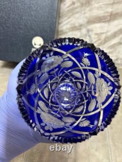 Lausitzer Crystal Cut Glass Vase Cobalt Blue German Democratic Republic era