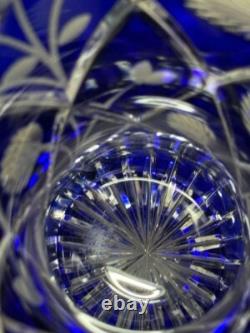 Lausitzer Crystal Cut Glass Vase Cobalt Blue German Democratic Republic era