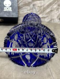 Lausitzer Crystal Cut Glass Vase Cobalt Blue German Democratic Republic era