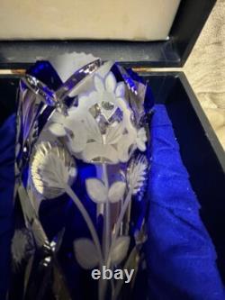 Lausitzer Crystal Cut Glass Vase Cobalt Blue German Democratic Republic era