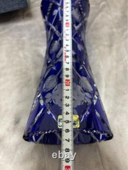 Lausitzer Crystal Cut Glass Vase Cobalt Blue German Democratic Republic era