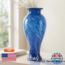 Lccck 20 Tall Blue Glass Vase Hand Blown Large Floor Glass Vase Home Decor