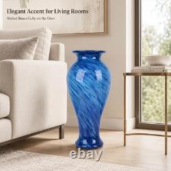 Lccck 20 Tall Blue Glass Vase Hand Blown Large Floor Glass Vase Home Decor