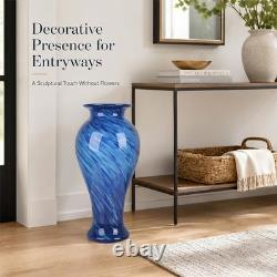 Lccck 20 Tall Blue Glass Vase Hand Blown Large Floor Glass Vase Home Decor
