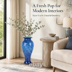 Lccck 20 Tall Blue Glass Vase Hand Blown Large Floor Glass Vase Home Decor