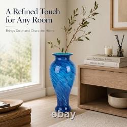 Lccck 20 Tall Blue Glass Vase Hand Blown Large Floor Glass Vase Home Decor