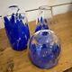 Lexington Glassworks Handblown Speckled Bud Vases Dark Blue- Set of 3 BONUS