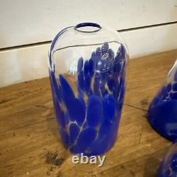 Lexington Glassworks Handblown Speckled Bud Vases Dark Blue- Set of 3 BONUS