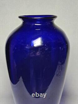 Lg. Blown Cobalt Murano/Venetian Soffiati Glass Vase Zecchin Martinuzzi 11 1/2