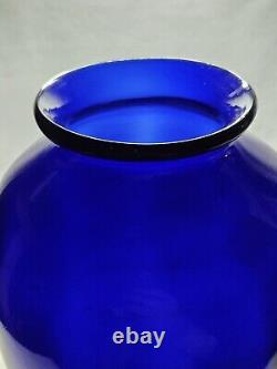 Lg. Blown Cobalt Murano/Venetian Soffiati Glass Vase Zecchin Martinuzzi 11 1/2