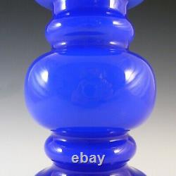 Lindshammar Retro Swedish Blue Cased Hooped Glass Vase