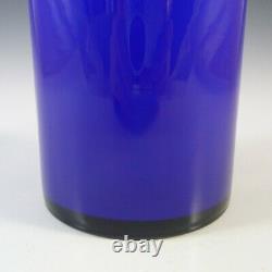 Lindshammar Vintage Swedish Blue Cased Hooped Glass Vase