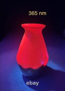 Loetz Art Glass Vase Ausfuhrung 226 Metallic Yellow with Cobalt Papillon RARE