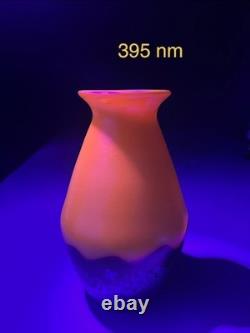 Loetz Art Glass Vase Ausfuhrung 226 Metallic Yellow with Cobalt Papillon RARE