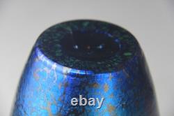Loetz Art Glass Vase Ausfuhrung 226 Metallic Yellow with Cobalt Papillon RARE