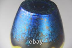 Loetz Art Glass Vase Ausfuhrung 226 Metallic Yellow with Cobalt Papillon RARE