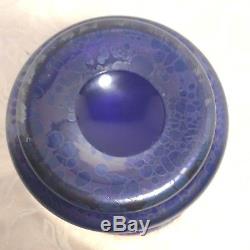 Loetz Cobalt Blue Papillion Oil Spot Iridescent 8 Vase Antique Art Deco Urn