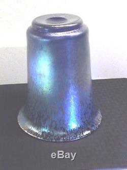 Loetz Cobalt Blue Papillion Oil Spot Iridescent 8 Vase Antique Art Deco Urn