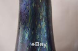 Loetz Cobalt Papillon Blue Iridescent Glass Austrian Art Pair of Vase Two Vase
