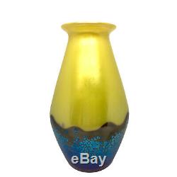 Loetz Iridescent Yellow Blue Glass Vase