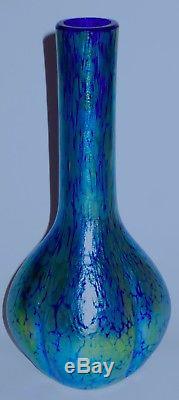 Loetz Papillon Iridescent Blue Art Glass Vase
