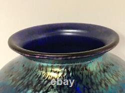Loetz glass vase Art Nouveau. Spider web application. Blue Papillon Austria