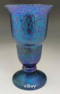 Loetz glass vase iridescent blue papillon decor Czech marked to base c. 1925