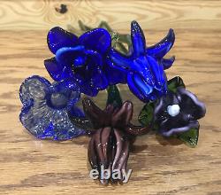 Lot Of 5 Vintage Hand Blown Art Glass Assorted Flowers Murano 18 Long Stem