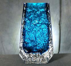 Lovely Geoffery Baxter Designed Whitefriars Kingfisher Blue Textured Coffin Vase