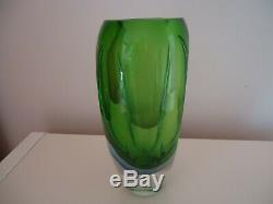 Lovely Mid Century Large Heavy Murano Sommerso Glass Vase Green/Blue