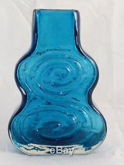 Lovely Whitefriars Kingfisher Blue Cello Glass Vase Geoffrey Baxter