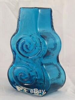 Lovely Whitefriars Kingfisher Blue Cello Glass Vase Geoffrey Baxter