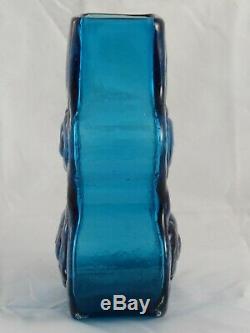 Lovely Whitefriars Kingfisher Blue Cello Glass Vase Geoffrey Baxter