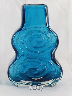 Lovely Whitefriars Kingfisher Blue Cello Glass Vase Geoffrey Baxter