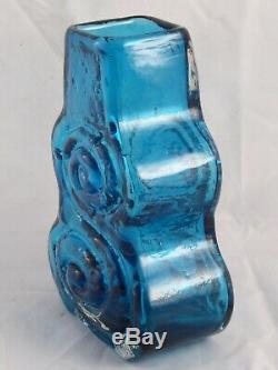 Lovely Whitefriars Kingfisher Blue Cello Glass Vase Geoffrey Baxter