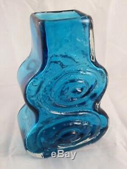 Lovely Whitefriars Kingfisher Blue Cello Glass Vase Geoffrey Baxter