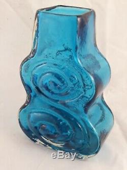 Lovely Whitefriars Kingfisher Blue Cello Glass Vase Geoffrey Baxter