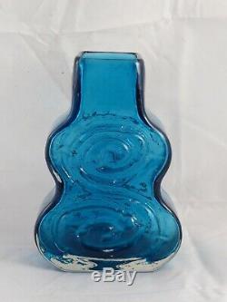 Lovely Whitefriars Kingfisher Blue Cello Glass Vase Geoffrey Baxter