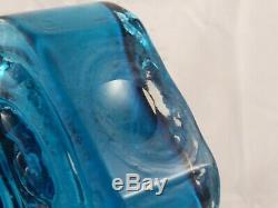 Lovely Whitefriars Kingfisher Blue Cello Glass Vase Geoffrey Baxter