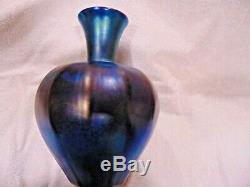 Lundberg Art Studios Aurene Blue Luster Iridescent 1991 Vase