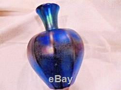 Lundberg Art Studios Aurene Blue Luster Iridescent 1991 Vase