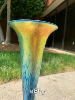 Lundberg Studios Art Glass Sunset Small Trumpet Vase 10 tall #16