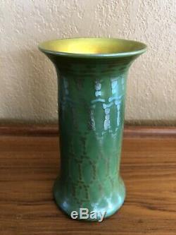 Lundberg Studios Art Glass Vase Green Blue Purple Gold Iridescent 2003 8 EUC