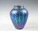 Lundberg Studios Blue Iridescent Art Glass Vase