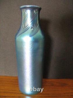 Lundberg Studios Blue Iridescent Art Glass Vase 7 1/8