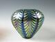Lundberg Studios Blue Iridescent Gold and Green Art Glass Vase