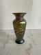 Lundberg Studios Gold and Blue Art Glass Vase Signed 1999
