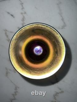 Lundberg Studios Gold and Blue Art Glass Vase Signed 1999
