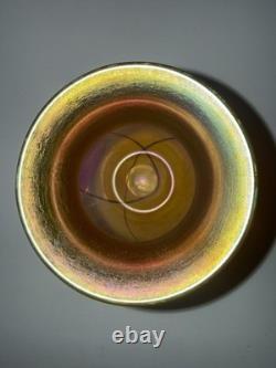Lundberg Studios Heart & Vine Gold Aurene Iridescent Blown Art Glass Vase