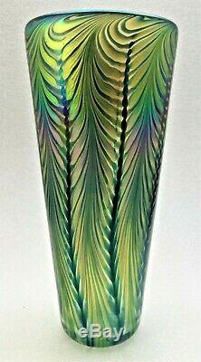Lundberg Studios Iridescent Art Glass Vase-greens/ Blue/ Violet- Signed & Dated
